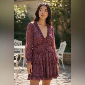 Mable Burgundy Floral Long Sleeve Dress